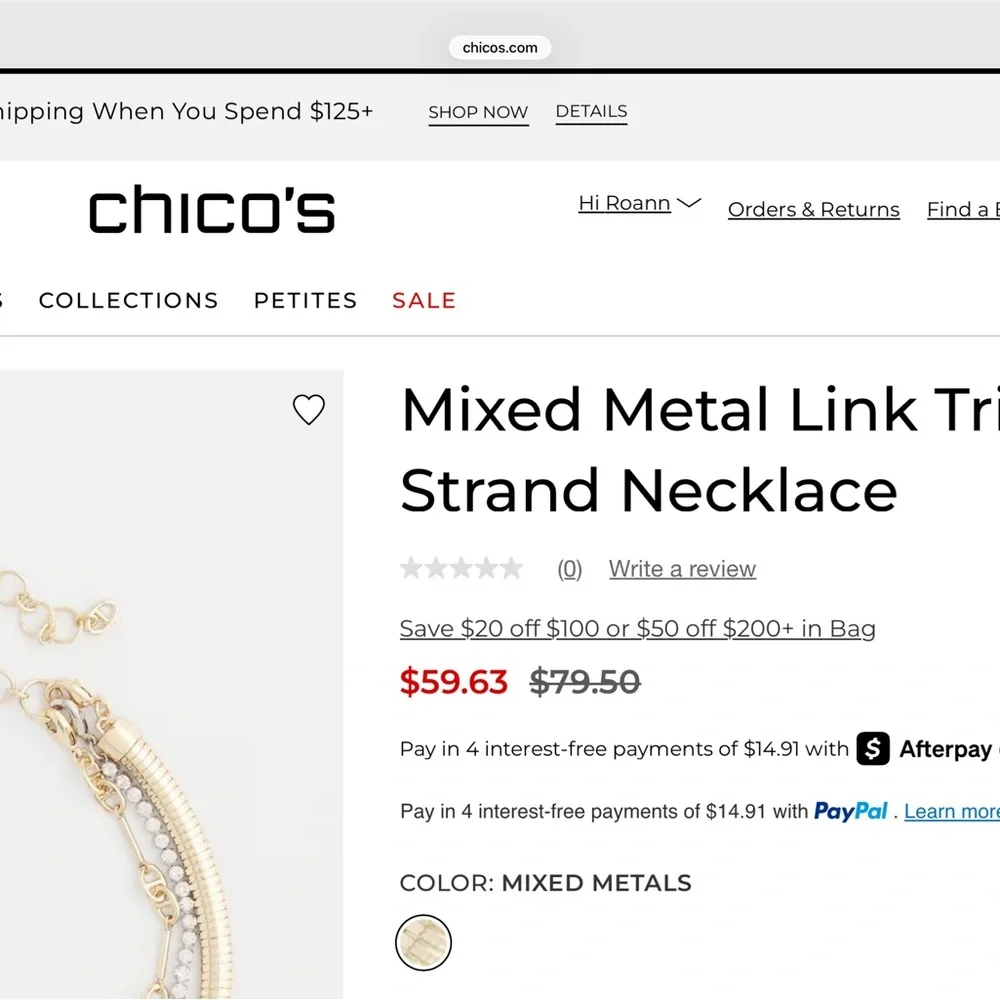 Chico's 3-or-individual Gold and Silver Necklace Stack - Picture 6 of 9